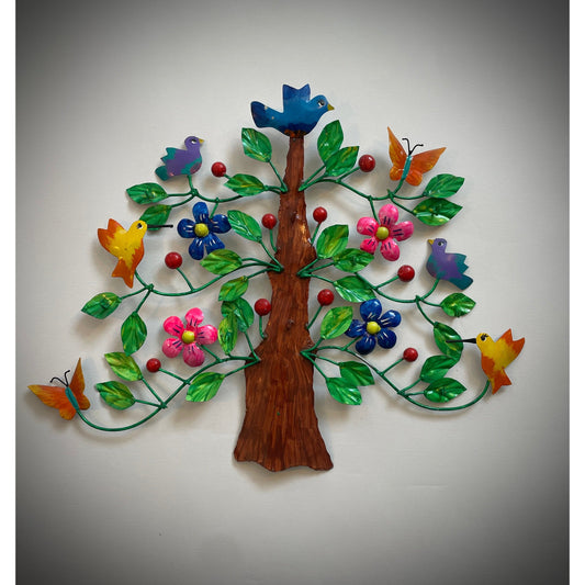 Handgefertigtes "Tree of Life" Kunstwerk aus Mexiko – Baum des Lebens in lebendigen Farben, symbolisiert Wachstum und Harmonie mit traditionellem mexikanischen Design.